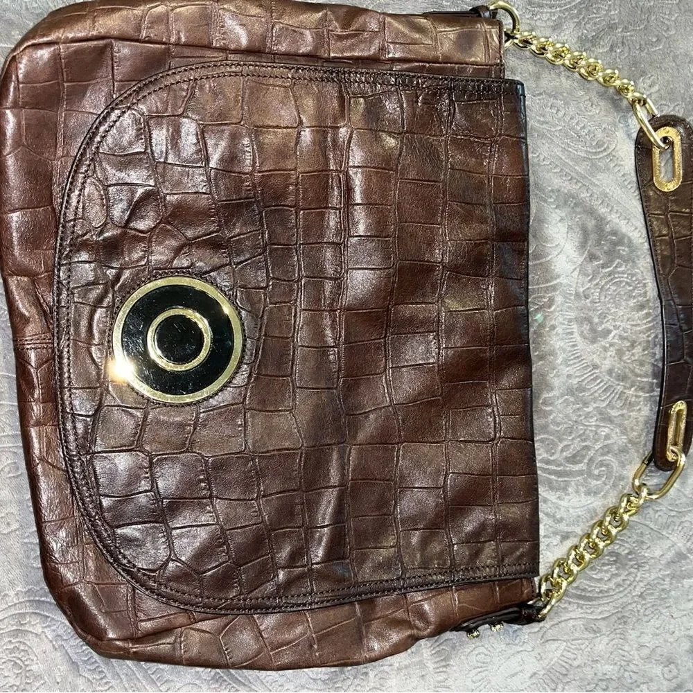 Badgley Mischa large crocodile hobo bag flap/magnetic close